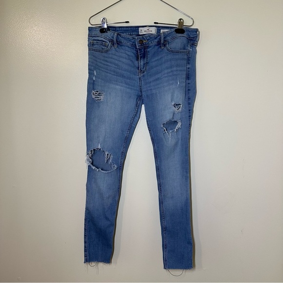 Hollister Blue Skinny Jeans with Distressed Details - Picture 1 of 4